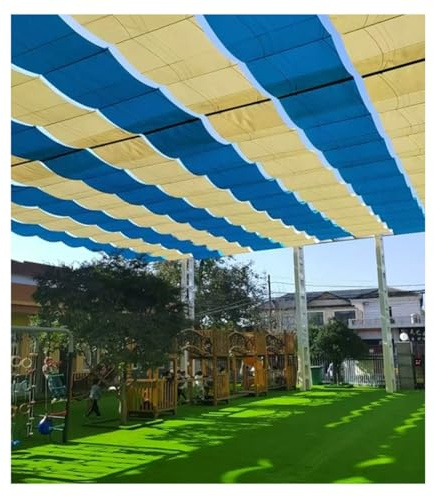 Copertura Pergola Retrattile Onda Vele Ombreggianti, Per Esterni Patio Impermeabile Tende A Filo Scorrevole Per Veranda A Prova Di Pioggia(Blu,2.8x2.6m)