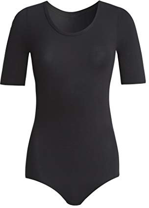 conta kurzarm Body Modal, bequemer Einteiler für Damen, T-Shirt Oberteil & Druckknöpfe, weiches Modal, Damenunterwäsche, in Farbe Schwarz | Gr.: 36/XS - 50/4XL