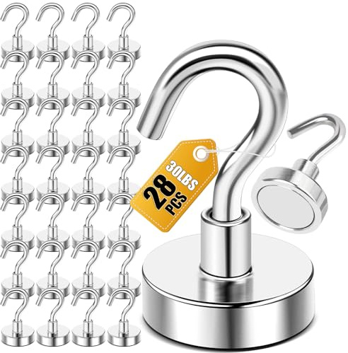 DIYMAG 28 Stück magnetische Haken, erleichtert den Haken für Kreuzfahrt, Zuhause, Küche, Arbeitsplatz, Büro und Garage