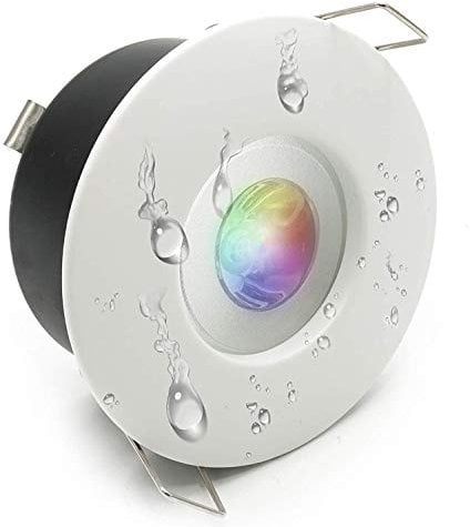 Planetitaly Faretto led luce colorata doccia 10W bagno turco cromoterapia IP65 GU10 RGB 230V (Bianco)