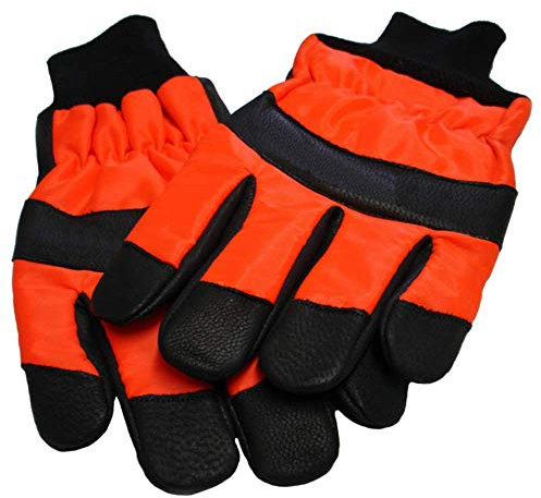 RocwooD Chainsaw Protective Leather Hi-Visibility Gloves Pro Extra Large Size 11 Class 0, 16m/s