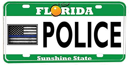 Inga Placa de matrícula New Sign de Florida, policía Sheriff, línea Azul policía, Bandera Americana de 15 x 30 cm