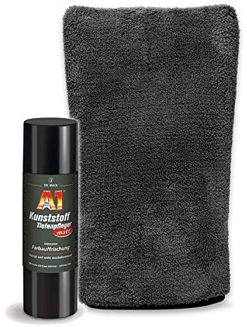 detailmate Innenraumreiniger Set: Dr. Wack Kunststoff Tiefenpfleger matt 250ml Mikrofaser Präzisionshandschuh 1000GSM