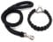Kabxhueo Strong Rope Dog Lead and Collar Set 4FT Durable Braided Dog Collars and Leads Set Nylon Rope Leashes with Heavy Duty Clips Slip Lead Collar with Metal Chain for Small Medium Large Dogs, Black
