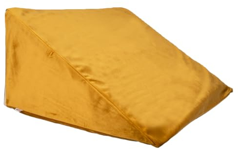 beties - Samt&Sonders-Serie - Keilkissenhülle ca. 62x49x30 cm; in Curry-senf mit dekorativer Jeansnaht aus deutschem Unternehmen in hochwertiger Qualität