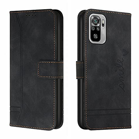 Trugox Handyhülle für Xiaomi Redmi Note 10S Hülle Klappbar Klapphülle mit Kartenfach Handytasche Handy Schutzhülle Tasche Leder Wallet Flip Case Slim Book Cover - Schwarz