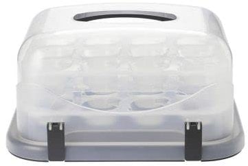 lakeland Two-Tier 24 Cupcake Carrier 41cm x 32.5cm x 21.5cm H – Clear Lid With Carry Handle