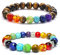 EQLEF Naturstein Armband Damen, 2Pcs Edelstein Armband Elastic Armband Bunte ArmbäNder Damen Und MäDchen