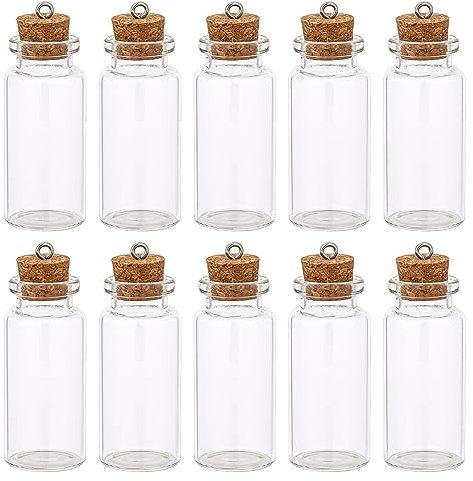 10 ml kleine Glasflaschen mit Korkdeckel,10 Stück leere Zaubergläser Mini-Glasflaschen mit Stopfen Miniatur-Trankflaschen kleine Nachrichtenflaschen kleine Wunschflaschen für DIY-Basteldekoration