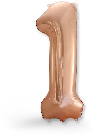 FUNXGO® Folienballon Zahl 1 rose gold - Riesenzahl Ballon ca.100 cm - Verstärktes Material- fliegt mit Helium - 1 Geburtstag Luftballon - Deko zum Geburtstage, Party, Hochzeiten - Ballon 1 rose gold