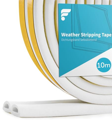 shinfly Joint Fenetre Porte Isolation 10M, 9mm(L) X 6mm(H) Joint de Porte d'Entrée anti Froid Mousse Adhésif Caoutchouc Calfeutrage Joint pour Isolante Froid, Bruit, Preuve de Collision (10M Blanc)