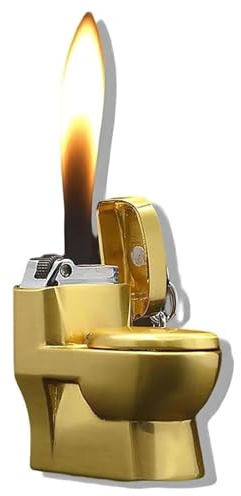 Kreatives Taschen-Toilettenfeuerzeug, tragbares, winddichtes, kühles Butanfeuerzeug mit weicher Flamme, Camping-Grillkerzen, Geburtstagsgeschenke für Männer (Gas Nicht im Lieferumfang enthalten) (Col