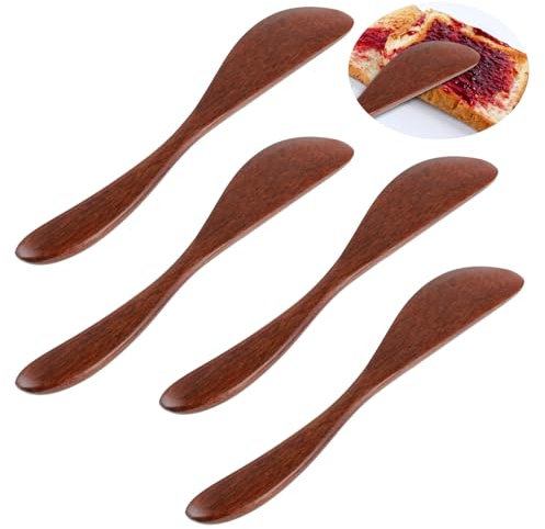 Ymapinc 4 cuchillos esparcidores de mantequilla, cuchillos de madera, madera maciza gruesa y sensación cómoda. Cuchillo esparcidor, cuchillo de mantequilla, esparcidor de queso, cuchillo de queso