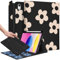 Wazzasoft Étui pour iPad 10e génération avec porte-crayon clavier 10,9 pouces, housse de tablette folio pour femmes et filles, adolescentes, motif Kawaii noir fleur, design unique pour Apple Funda