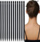 60 PCS Vintage Wooden Hair Sticks, Pencil Hair Pins, Black Chopstick Bun Clips for Women and Girls, Decorative Hairstyle Holder (with Hole)