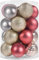 Beinhome Weihnachtskugeln 20 TLG.4cm Christbaumkugeln Weihnachtsbaumschmuck Mit Schlüsselband Bruchsicher Plastik Weihnachten Deko mit Anhänger für Party Weihnachtsdeko Rosa Gold Silber