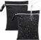 Deepton 2 Stück Nassbeutel Schwimmen, wasserdichte Nasstasche 40 x 30 cm, Schwarz Wetbag Schwimmsachen mit Reißverschluss, Wiederverwendbar Reise Wäschesack für Schmutzige, Strandtücher, Windeln