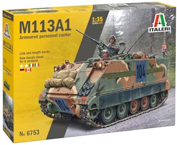 Italeri 6753 1:35 M-113 APC Model Building Kit, Stand Model Building, Crafts, Hobby, Gluing, Plastic Kit, Detailed Tank Kit, Military