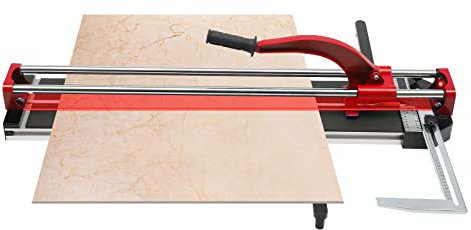80cm Manueller Fliesenschneider Rot Handschneider Manual Tile Cutter mit Griff und Balancing Bracket&Lineal Bar, zum Schneiden Wandfliesen, Nutfliesen, erhöhten Fliesen, gemusterten Fliesen