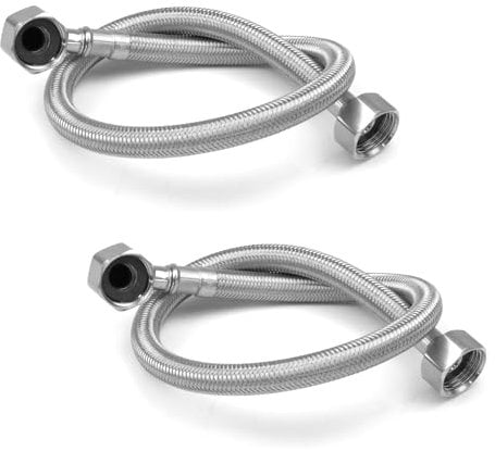 Xcel Home WRAS Approved Elbow 1/2 (90°) x 1/2 BSP x 500mm Flexible Pipe Connectors | 2 Sizes - 2 Pipes | Elbowed Stainless Steel Braided Flexi Pipes for Boilers, Plumbing Bathrooms, Kitchens