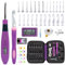 Bybykoi Leuchtendes Häkelnadel-Set, Häkelnadel-Set, digital, mit 24 austauschbaren Häkelsets, beleuchtete Häkelnadeln mit 2 LEDs, Anfänger-Strickset für Stich- und Reihenzähler (Lila-C)