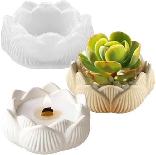 3D Lotusblume Kerzenform Kerzenhalter Silikonform Blumen Silikonformen Gießformen Silikon Epoxidharz Formen Silikon Form Schmuckkästchen Kerzenformen Zum Gießen Flower Candle Holder Silicone Mold
