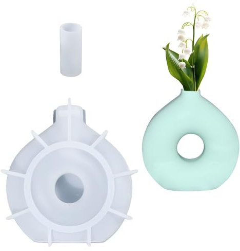 Cayway Resin Form Epoxidharz Formen Gießform, Blumenvase Silikonformen Epoxidharz, Vase Gießformen Silikonform für Epoxidharz, Heimtextilien (Donutvase)