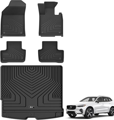 3W Floor Mats & Boot liner Fit for Volvo XC60 2019-2026, All Weather Dog Friendly TPE Car Mat, Waterproof Anti-Slip Easy to Clean Heavy Duty Trunk Mat Volvo Accessories