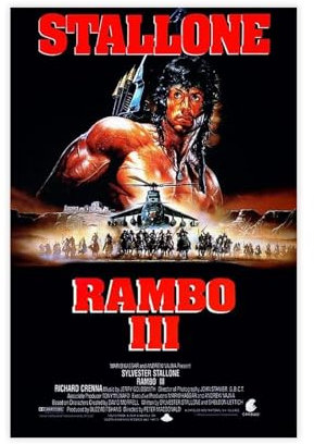 saedba Leinwandposter Rambo III (1988), Wandkunst, Dekordruck, Gemälde für Wohnzimmer, Schlafzimmer, Dekoration, 30 x 45 cm