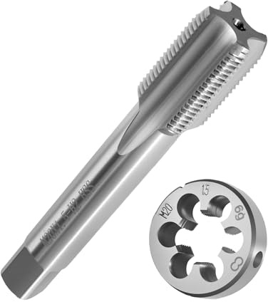 Gewindeschneider und Gewindeschneideisen M20 x 1.5mm HSS, Gerade Geriffelt Gewindeschneider, Gewindebohrer und Schneideisen Set für Metrische Innen- und Außengewinde