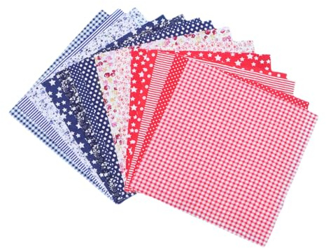 TOKIDNY 14 Stück Teiliges Weiche Bedruckte Patchwork Stoffe in Rot und Dunkelblau Langlebig für DIY nähprojekte und Basteln Hautfreundlich Vielseitig Einsetzbar