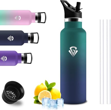 Botella Agua Acero Inoxidable- 500ml- Botella Termica, A Prueba de Fugas, Fácil de Limpiar, Cantimplora Gym, Mantiene 24H Frio/12H Calor, Cantimplora para Escuela, Cámping, Oficina, Gym