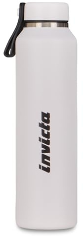 Invicta Borraccia Termica Slim Plain, Bianco, 480 ml, Acciaio Inox, Bpa free, Mantenimento temperatura caldo 12h freddo 24h, Accessori, Ragazzo, Ragazza, Scuola, Sport