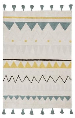 Lorena Canals - Ethnischer Waschbarer Teppich hellblauer Baumwolle Azteque 120 x 160 cm