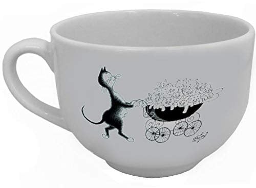 FRANZOSICH VINTAGE KERAMIK Jumbotasse Sammlung Katzen von Dubout große Familie