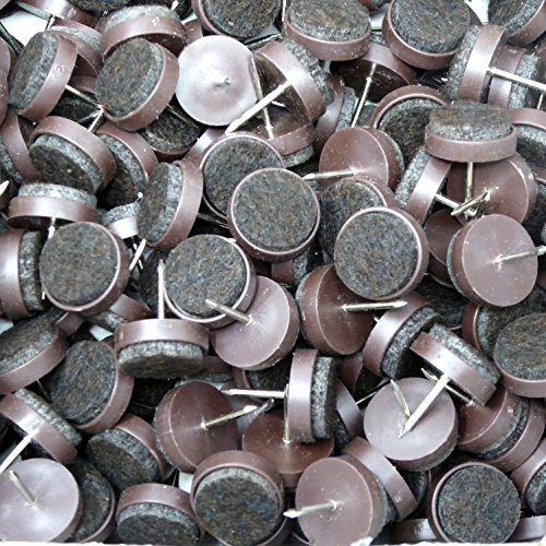 Adsamm® / 100 x Filzgleiter mit Nagel / Braun / Ø 17 mm / rund / Möbelgleiter mit Stift in Premium-Qualität