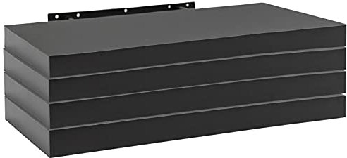 WOLTU Wandregal 4er Set, Regalbrett, freischwebend Schweberegal, CD DVD Wand Regal Wandboard für Büro, Wohnzimmer, Schlafzimmer, Küche, 80x22,9x3,8cm, Schwarz,RG9318sz-4