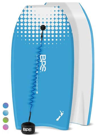 BPS 94 cm Bodyboard zum Surfen für Kinder/Erwachsene, mit Bodyboard-Leine für Arme (Blau/Weiß)