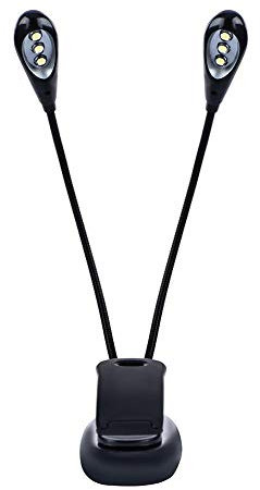 Drfeify Notenständer LED-Licht, Mini-Doppelarmaufsteckleuchte, Einstellbares Leselicht 6 Perlen / 8 Perlen mit USB-Kabellampe für E-Reader-Buch und Bettkopfteil(6 Perlen)