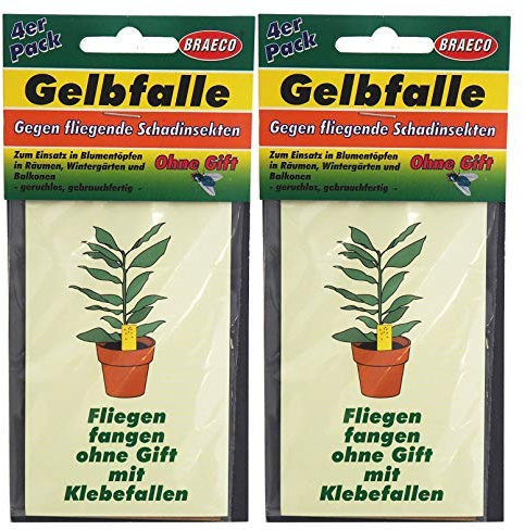 Preisjubel 8 x Gelbfalle von Braeco in Räumen gegen Fliegende Schadinsekten, Gelbsticker