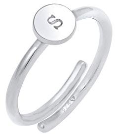 Elli Ring Damen Buchstabe S Plättchen Verstellbar Basic in 925 Sterling Silber