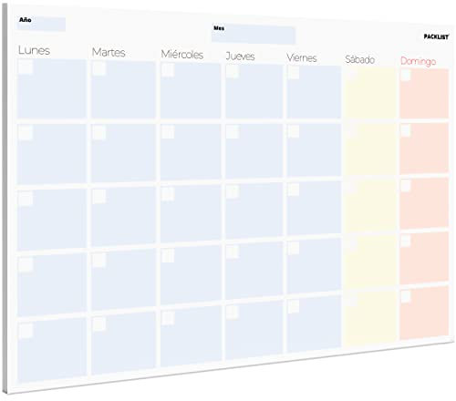 PACKLIST Planificador Mensual A4, Organizador - Agenda Calendario Perpetuo - Monthly Planner con 25 Hojas. Diseño Exclusivo y Ecológico 100% Papel