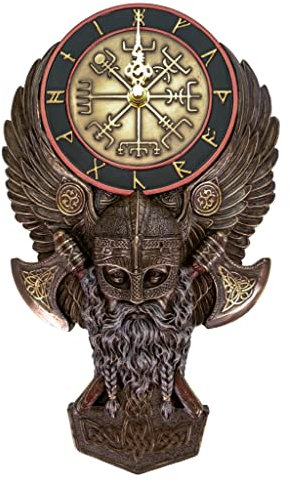 VOGLER Joh. Vogler GmbH Veronese Wikinger Wanduhr 29 cm Figur bronziert handcoloriert Uhr Geschenkidee