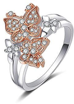 Ring Damen Schmetterling Diamant Zweifarbiger Damenring-Zweifarbig Plattiert_Nr. 10.