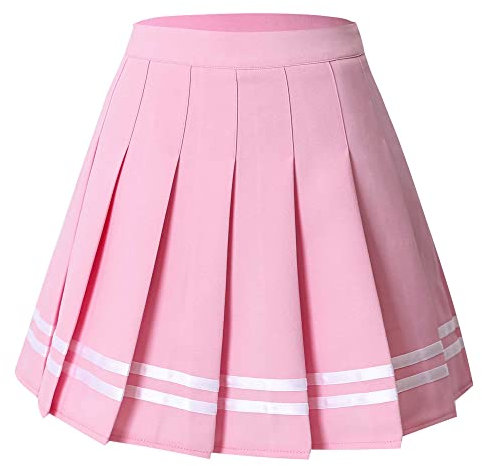 Hoerev Jupe Patineuse Courte plissée à Taille Haute pour Femme et Fille, PinkTiao, 42