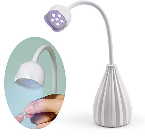 Ruihua UV LED Rose Nail Lamp Mini Nail Phototherapy Machine Portable Desktop Nail Dryer Light Professional Quick-Drying Nail Polish Rubber Baking Lamp with 60 Second Timer, White