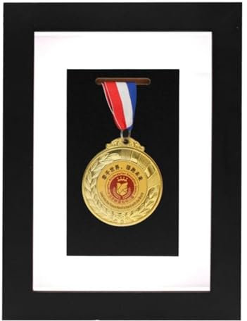 WANLIAN Espositore per Medaglie – Cornice per Medaglie in Legno, 15,2 x 20,3 cm, Nero