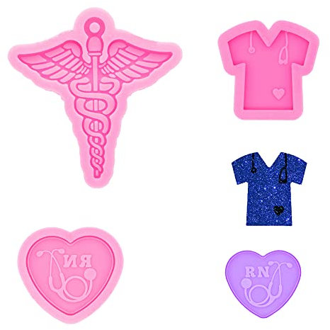 3 Stück Medizinisches Emblem Logo Krankenschwester NR Grippy Doctor Clothes Keychain Silicone Mold for DIY Pendant Gum Paste Jelly Shots Pudding Fondant Mold Crystal Desserts Trinket Cake Decoration