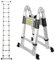 Teleskopleiter Klappleiter Aluminium, Jopassy 3.8M Ausziehbare Leiter, Rutschfester Aluleiter Stehleiter Mehrzweckleiter Aluminiumleiter, Teleskop Ausziehleiter 150 kg Belastbarkeit