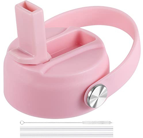 Straw Lid for Hydro Flask Wide Mouth Water Bottles, Top Lids with Straw Compatible with Hydro Flask 32 40 oz, Replacement Cap Wide Mouth Straws Flip Lid Flex Handle (Light Pink)